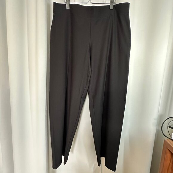 Eileen Fisher Black Full length wide leg pull on Pants Women's XL - Picture 1 of 8